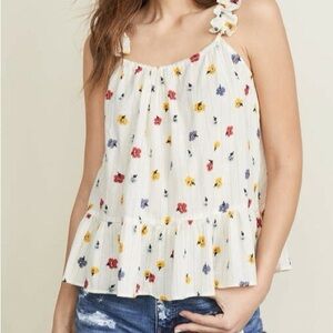 Torrid White Floral Blouse with Yellow Accents